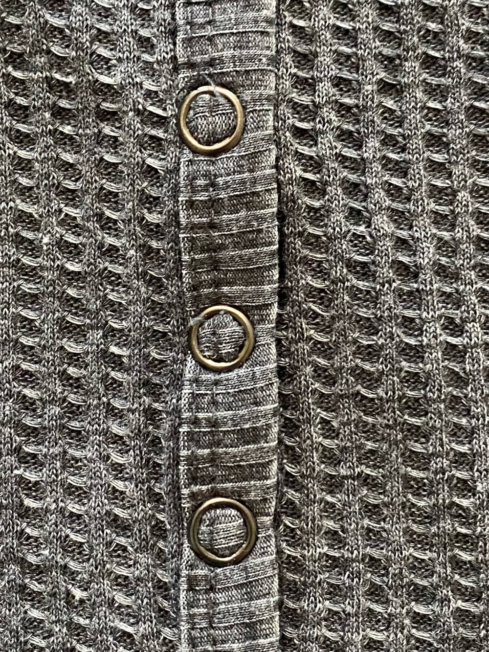 Seven7 Charcoal Waffle Knit Henley Top - Picture 5 of 11